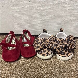 Leopard and Red Baby Shoes Set